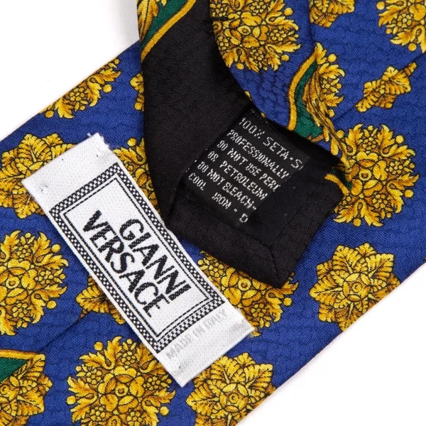 ジャンニヴェルサーチGIANNI VERSACE バロックメデューサプリントシルクタイ 青黄 K-124136_006
