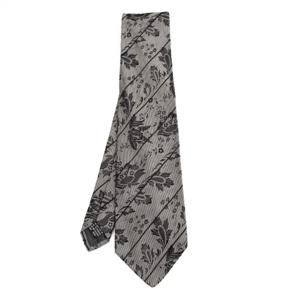 ジャンニヴェルサーチGIANNI VERSACE ボタニカルジャガードストライプタイ グレー K-124137_001