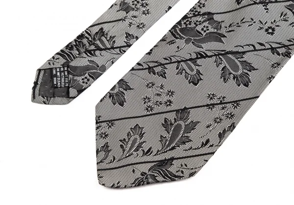 ジャンニヴェルサーチGIANNI VERSACE ボタニカルジャガードストライプタイ グレー K-124137_003