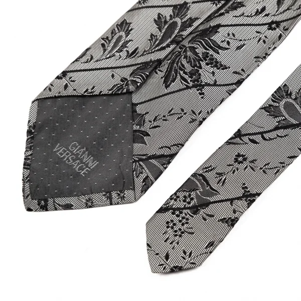 ジャンニヴェルサーチGIANNI VERSACE ボタニカルジャガードストライプタイ グレー K-124137_004