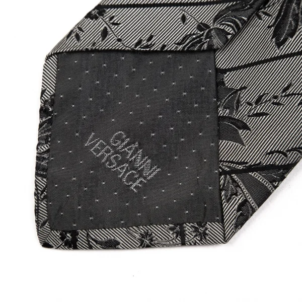 ジャンニヴェルサーチGIANNI VERSACE ボタニカルジャガードストライプタイ グレー K-124137_005