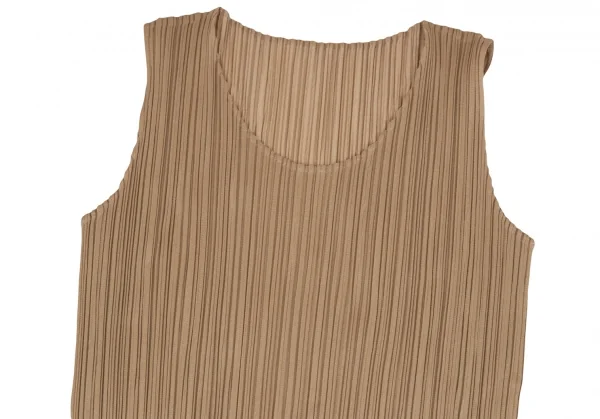 プリーツプリーズPLEATS PLEASE プリーツノースリーブマキシワンピース モカ3 K-124146_003