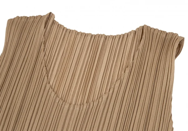 プリーツプリーズPLEATS PLEASE プリーツノースリーブマキシワンピース モカ3 K-124146_004