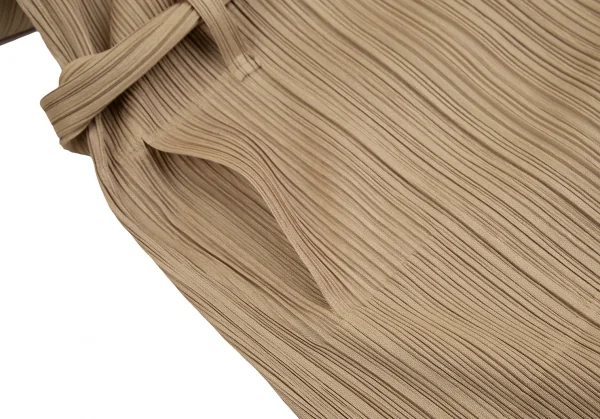 PLEATS PLEASE Detaching Boa Collar Motorcycle Long Coat K-124147_010