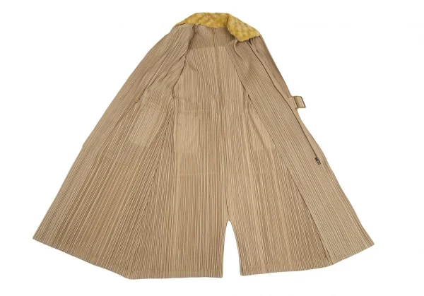 PLEATS PLEASE Detaching Boa Collar Motorcycle Long Coat K-124147_012