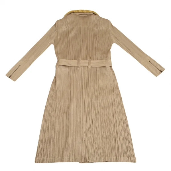 PLEATS PLEASE Detaching Boa Collar Motorcycle Long Coat K-124147_015