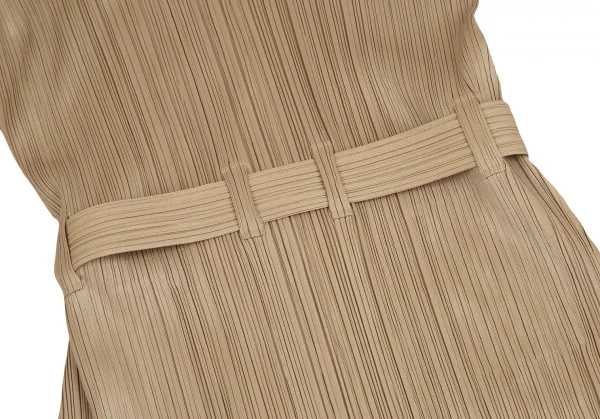 PLEATS PLEASE Detaching Boa Collar Motorcycle Long Coat K-124147_016