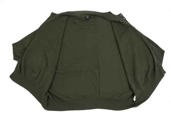 ワイズY's フリンジ切替ドルマンニットカーディガン 緑2 K-124166_010