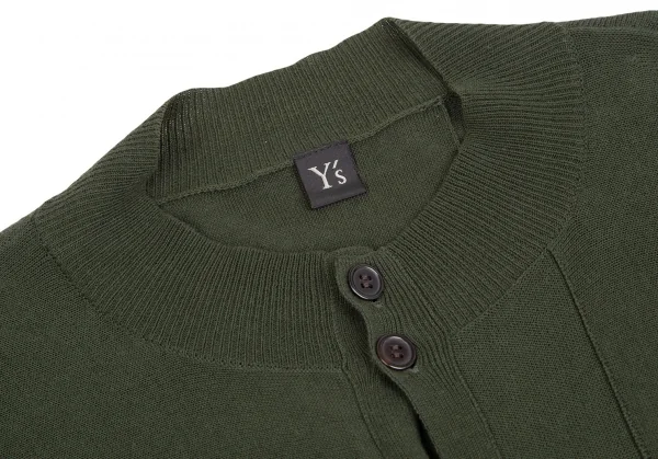 ワイズY's フリンジ切替ドルマンニットカーディガン 緑2 K-124166_004