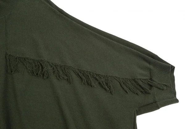 ワイズY's フリンジ切替ドルマンニットカーディガン 緑2 K-124166_006