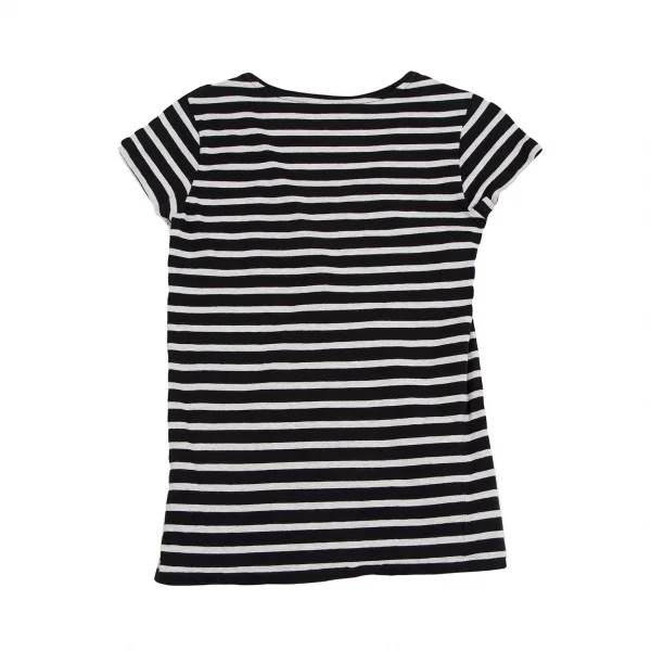 ポロラルフローレンPOLO RALPH LAUREN ワンポイント刺繍ボーダーVネックTシャツ 白黒XS K-124185_010