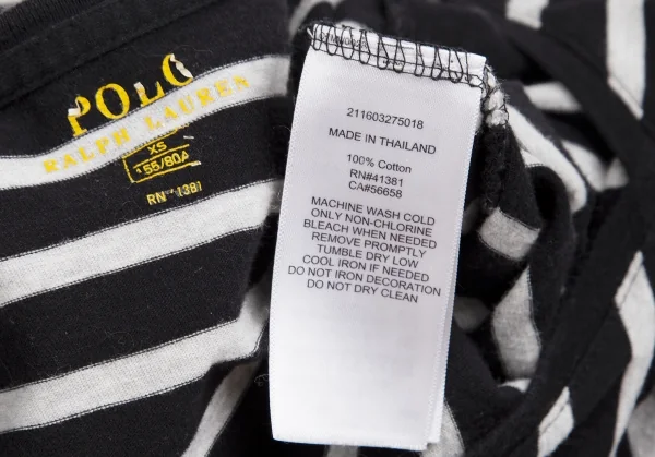 ポロラルフローレンPOLO RALPH LAUREN ワンポイント刺繍ボーダーVネックTシャツ 白黒XS K-124185_012