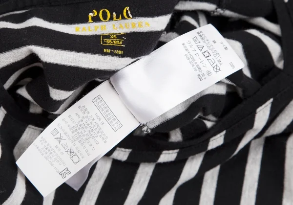 ポロラルフローレンPOLO RALPH LAUREN ワンポイント刺繍ボーダーVネックTシャツ 白黒XS K-124185_013