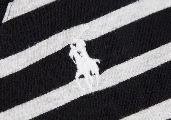 ポロラルフローレンPOLO RALPH LAUREN ワンポイント刺繍ボーダーVネックTシャツ 白黒XS K-124185_005