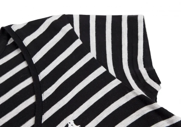 ポロラルフローレンPOLO RALPH LAUREN ワンポイント刺繍ボーダーVネックTシャツ 白黒XS K-124185_006