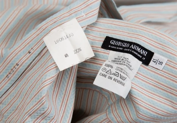 ジョルジオ アルマーニGIORGIO ARMANI ドビーストライプスナップダウンシャツ 水色他41 K-124306_015