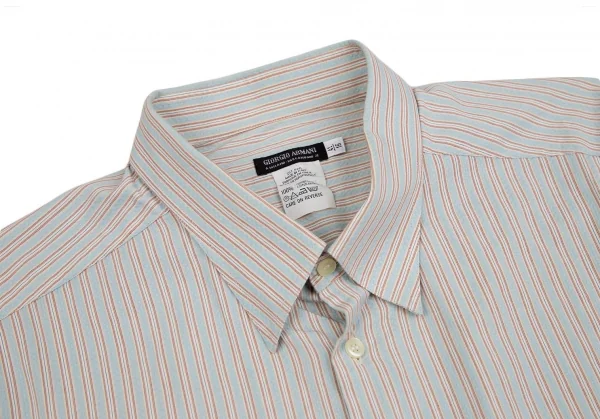 ジョルジオ アルマーニGIORGIO ARMANI ドビーストライプスナップダウンシャツ 水色他41 K-124306_003