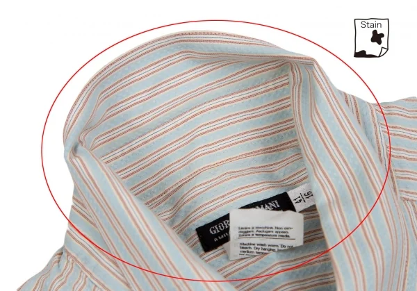 ジョルジオ アルマーニGIORGIO ARMANI ドビーストライプスナップダウンシャツ 水色他41 K-124306_004