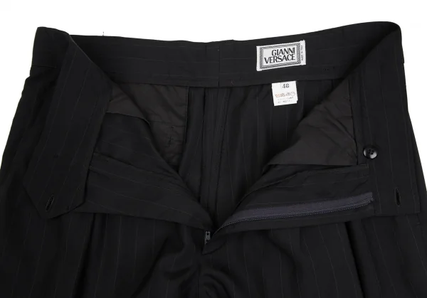 ジャンニヴェルサーチGIANNI VERSACE シルクピンストライプ3Bセットアップスーツ 黒48 K-124314_013