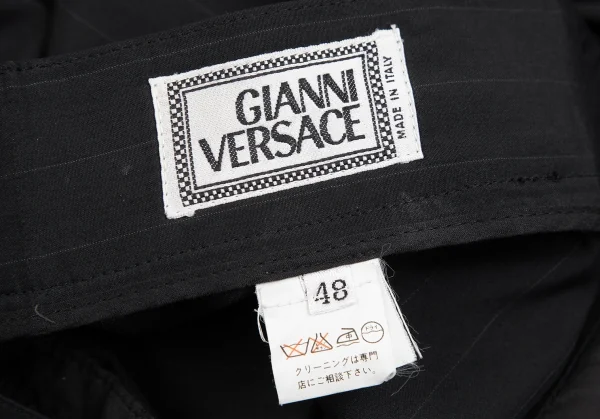ジャンニヴェルサーチGIANNI VERSACE シルクピンストライプ3Bセットアップスーツ 黒48 K-124314_020