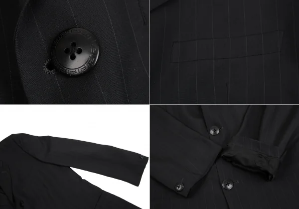 ジャンニヴェルサーチGIANNI VERSACE シルクピンストライプ3Bセットアップスーツ 黒48 K-124314_004