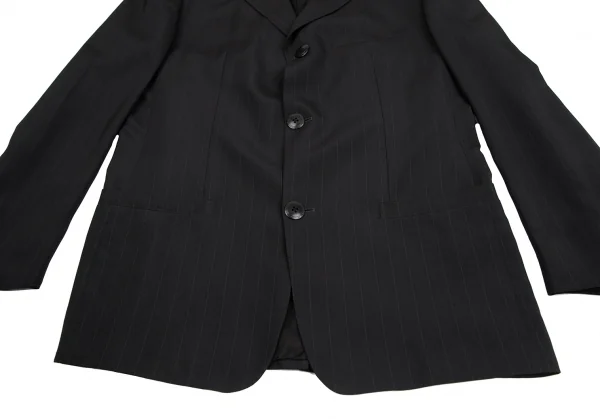 ジャンニヴェルサーチGIANNI VERSACE シルクピンストライプ3Bセットアップスーツ 黒48 K-124314_005