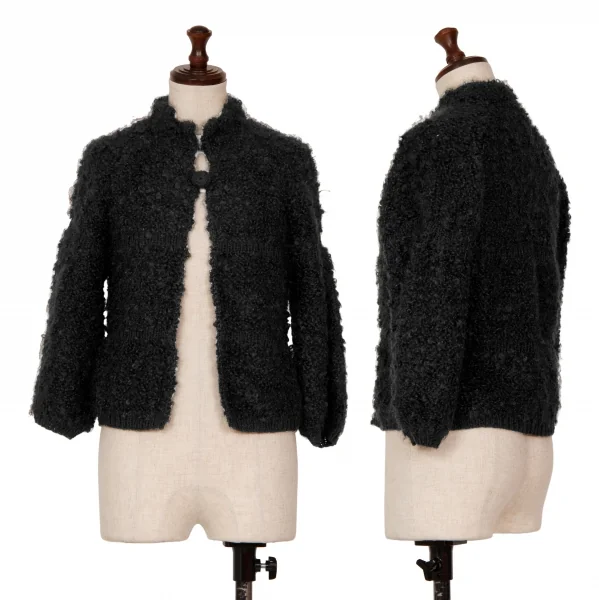 ユナイテッドアローズUNITED ARROWS モヘヤ編み変え１Bニットカーディガン 黒F K-124422_001