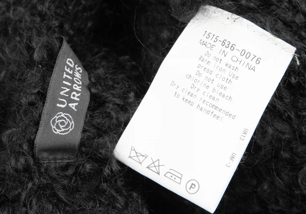 ユナイテッドアローズUNITED ARROWS モヘヤ編み変え１Bニットカーディガン 黒F K-124422_011