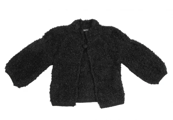 ユナイテッドアローズUNITED ARROWS モヘヤ編み変え１Bニットカーディガン 黒F K-124422_002