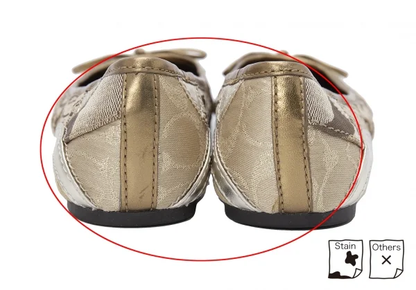 コーチCOACH シグネチャーパターン切り替えバレエシューズ ゴールド23cm位 K-124427_011