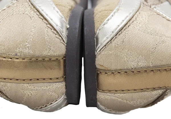 コーチCOACH シグネチャーパターン切り替えバレエシューズ ゴールド23cm位 K-124427_012