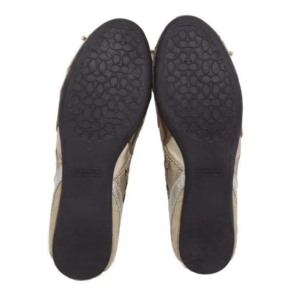 コーチCOACH シグネチャーパターン切り替えバレエシューズ ゴールド23cm位 K-124427_013