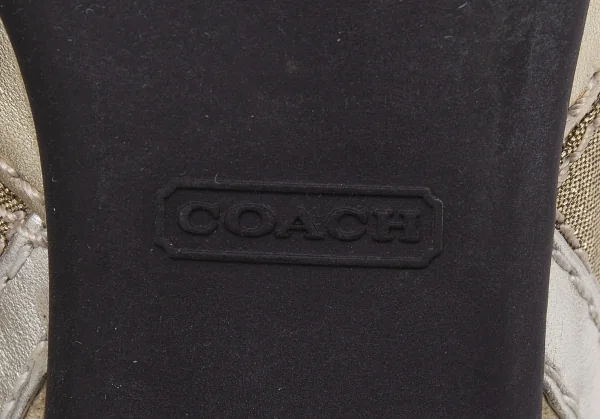 コーチCOACH シグネチャーパターン切り替えバレエシューズ ゴールド23cm位 K-124427_014