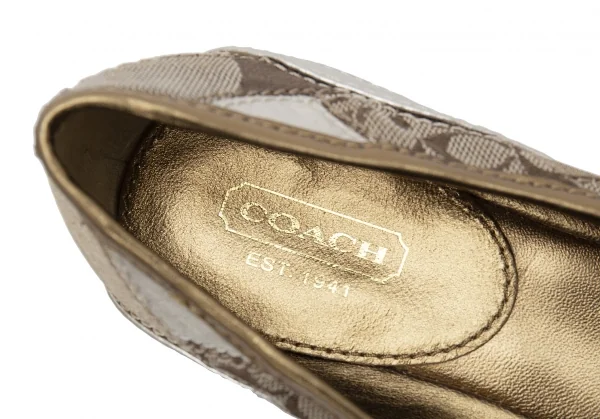 コーチCOACH シグネチャーパターン切り替えバレエシューズ ゴールド23cm位 K-124427_015