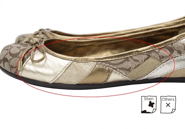 コーチCOACH シグネチャーパターン切り替えバレエシューズ ゴールド23cm位 K-124427_006