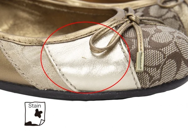 コーチCOACH シグネチャーパターン切り替えバレエシューズ ゴールド23cm位 K-124427_007