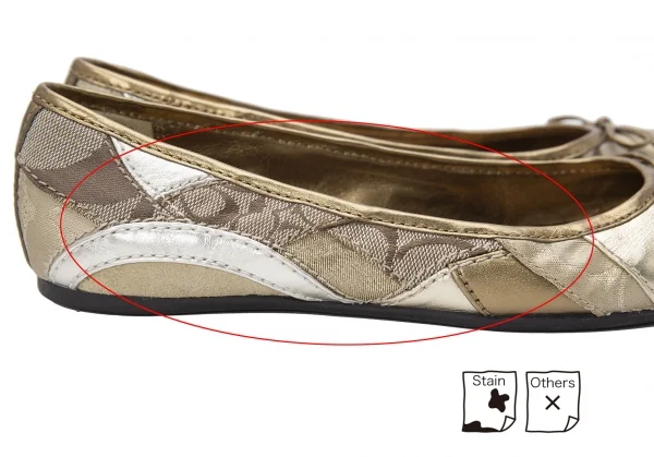 コーチCOACH シグネチャーパターン切り替えバレエシューズ ゴールド23cm位 K-124427_008