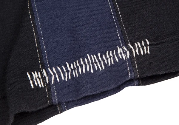 イッセイミヤケ メンISSEY MIYAKE MEN ストライプ切替ステッチデザインポロシャツ 紺黒3 K-124431_010