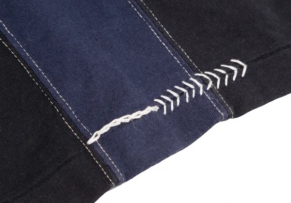 イッセイミヤケ メンISSEY MIYAKE MEN ストライプ切替ステッチデザインポロシャツ 紺黒3 K-124431_011