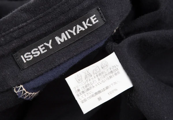 イッセイミヤケ メンISSEY MIYAKE MEN ストライプ切替ステッチデザインポロシャツ 紺黒3 K-124431_016