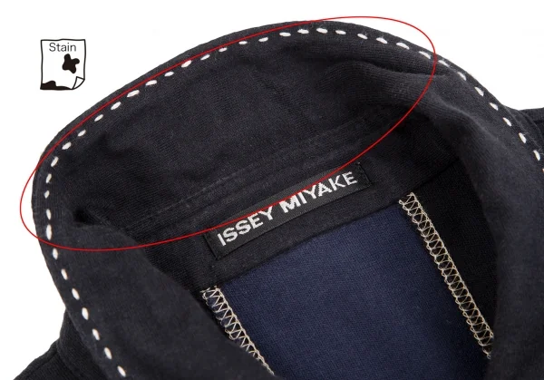 イッセイミヤケ メンISSEY MIYAKE MEN ストライプ切替ステッチデザインポロシャツ 紺黒3 K-124431_004