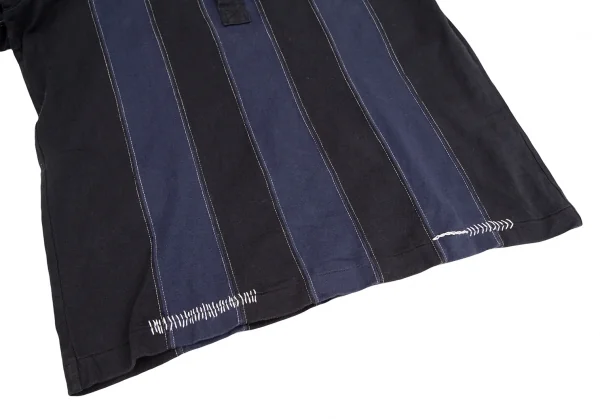イッセイミヤケ メンISSEY MIYAKE MEN ストライプ切替ステッチデザインポロシャツ 紺黒3 K-124431_009