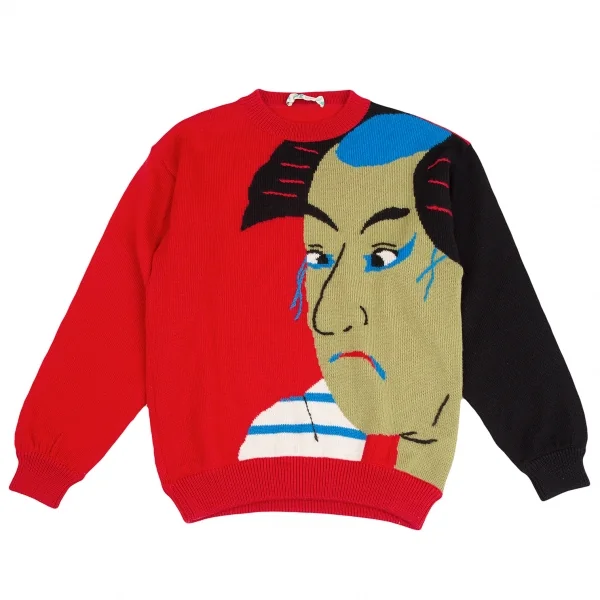 カンサイ インターナショナルKansai INTERNATIONAL 浮世絵デザインニットセーター 赤他M K-124441_001