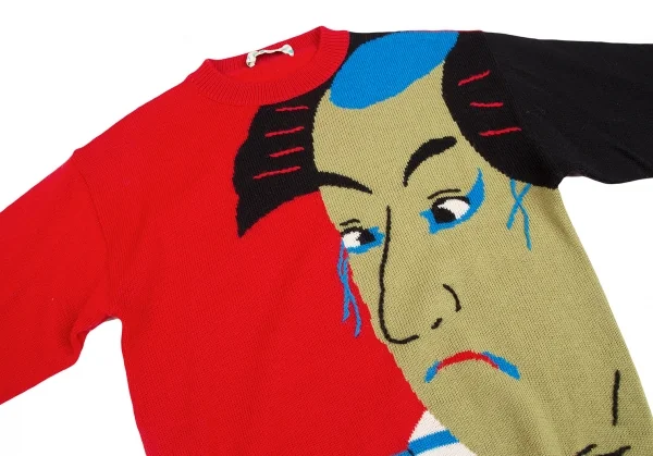 カンサイ インターナショナルKansai INTERNATIONAL 浮世絵デザインニットセーター 赤他M K-124441_002