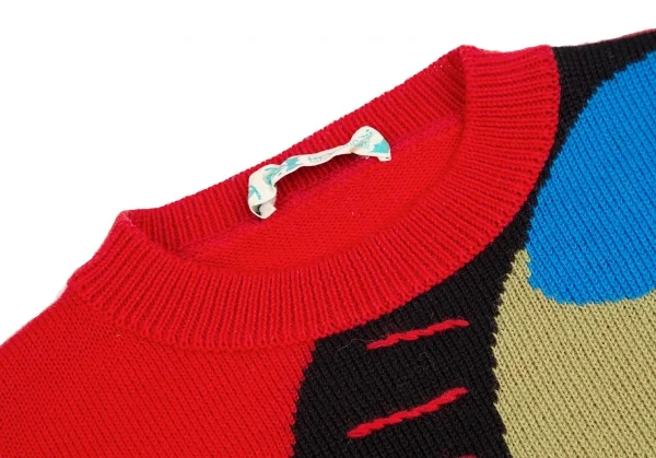 カンサイ インターナショナルKansai INTERNATIONAL 浮世絵デザインニットセーター 赤他M K-124441_003