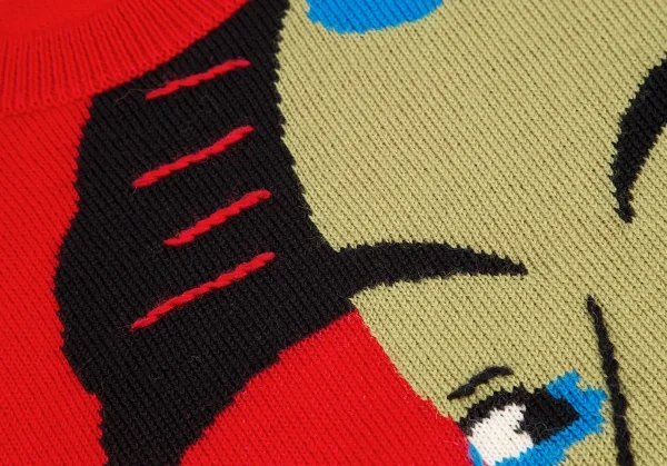 カンサイ インターナショナルKansai INTERNATIONAL 浮世絵デザインニットセーター 赤他M K-124441_005