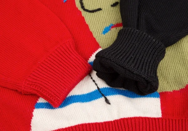 カンサイ インターナショナルKansai INTERNATIONAL 浮世絵デザインニットセーター 赤他M K-124441_008