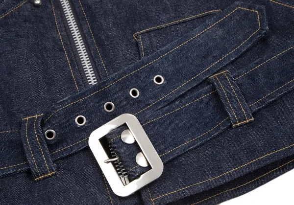 ジュンヤワタナベ コムデギャルソン デニムJUNYA WATANABE COMME des GARCONS denim シンセティックレザー切替デニムボアライダースジャケット 紺黒S K-124491_008