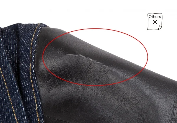 ジュンヤワタナベ コムデギャルソン デニムJUNYA WATANABE COMME des GARCONS denim シンセティックレザー切替デニムボアライダースジャケット 紺黒S K-124491_013