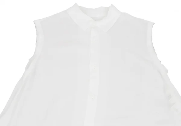 ビーヨウジヤマモトB Yohji Yamamoto 裁ち切りインサイドアウトノースリーブシャツワンピース 白3 K-124498_003
